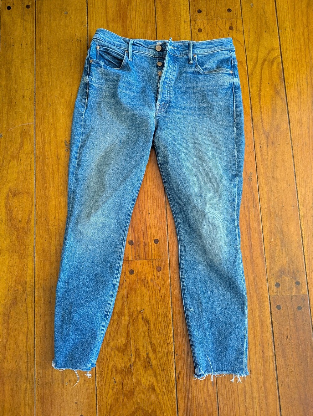 Mother Blue Jeans Size 30 The Stunner Ankle Fray Crate Digger Button-up Fly